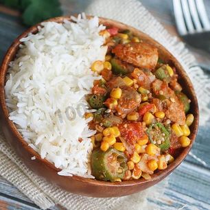 Рецепт Тушеной бамии с курицей