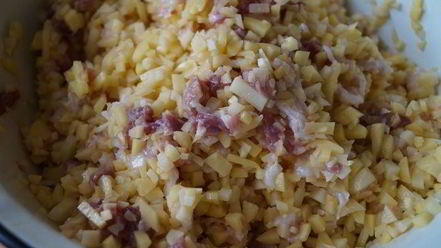 Рецепт вареников с рубленой картошкой и прослойкой