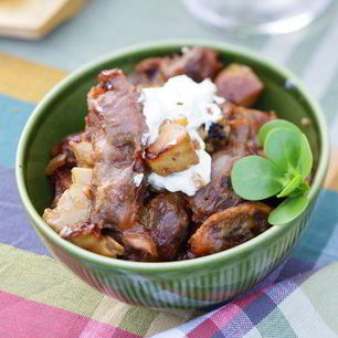 Рецепт Жаркого из сердечек с белыми грибами