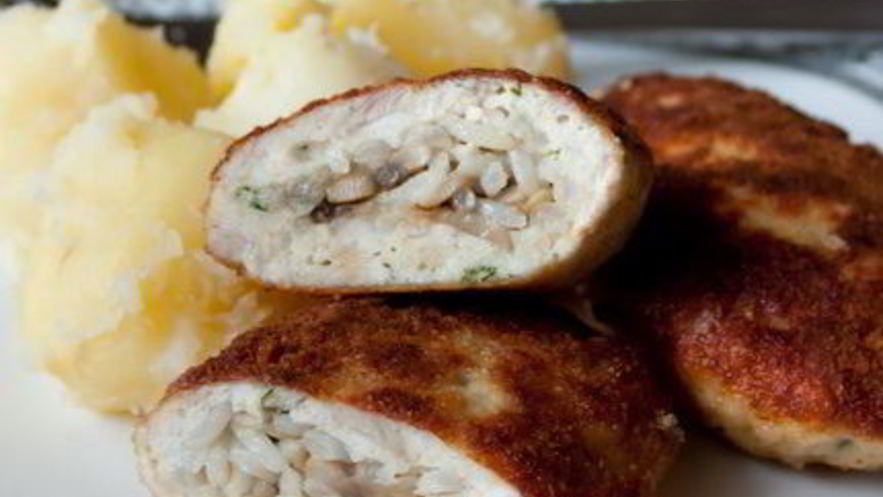 Рецепт куриных зраз с рисом и грибами