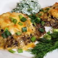 Рецепт Открытых куриных зраз с грибами в духовке