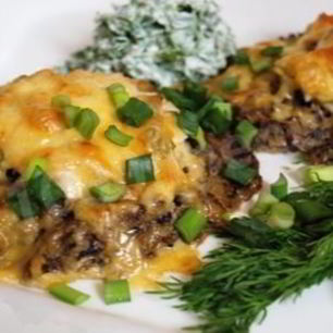 Рецепт Открытых куриных зраз с грибами в духовке