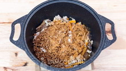 Рецепт гречки с фаршем и грибами