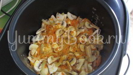 Рецепт гречки с грибами, куриной печенью и сердцами в мультиварке