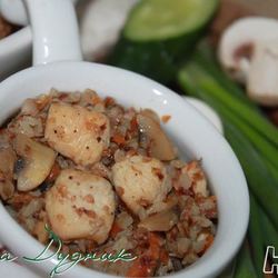 Рецепт Гречневой каши с мясом и грибами в духовке