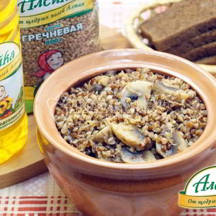 Рецепт Постной гречки с грибами в горшочке