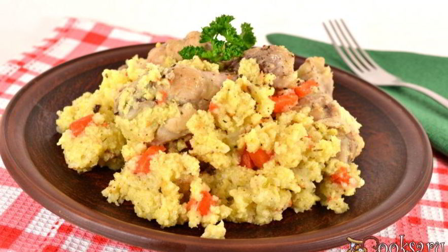 Рецепт каши пшенной с куриными крылышками в мультиварке