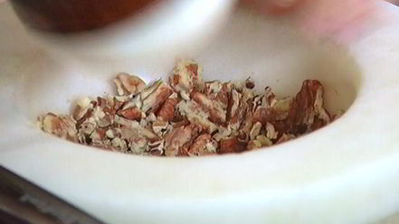 Рецепт кукурузной каши с маскарпоне, голубикой и орехами пекан