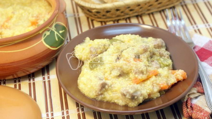 Рецепт кукурузной каши с мясом по-деревенски