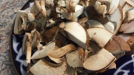 Рецепт поленты под соусом из грибов и томатов