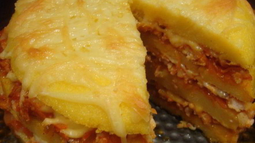 Рецепт поленты с фаршем и сыром