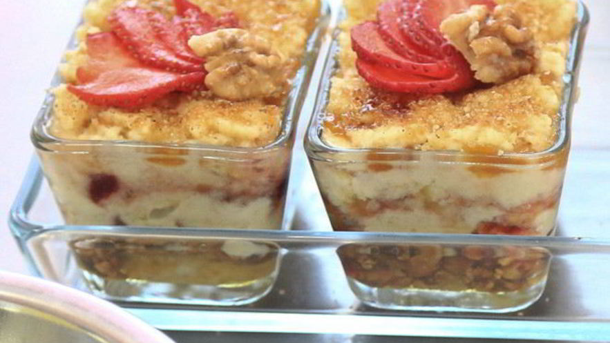 Рецепт гурьевской каши с клубникой