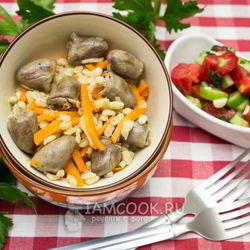 Рецепт Перловой каши с куриными сердечками