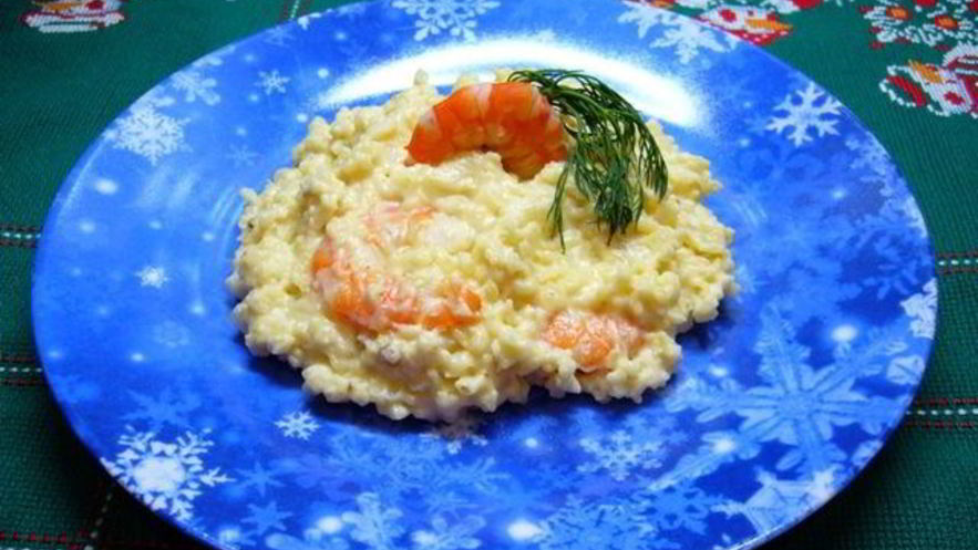 Рецепт каши пшенной с креветками