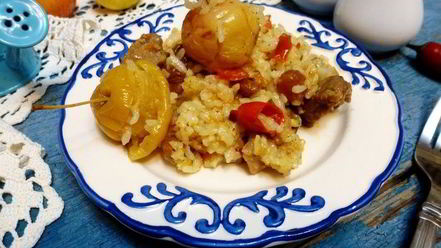 Рецепт рисовой каши ароматной с мясом и яблоками