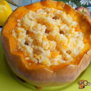 Рецепт Рисовой каши с айвой в тыкве