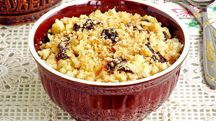 Рецепт рисовой каши с черносливом и орехами в мультиварке