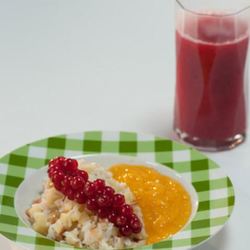 Рецепт Рисовой каши с жареным яблоком и кремом из манго