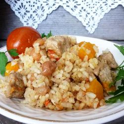 Рецепт Рисовой каши со свининой и тыквой