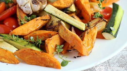 Рецепт батата с цуккини в соусе из кленового сиропа