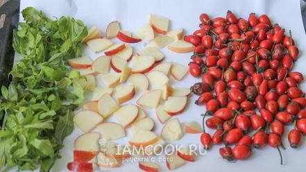 Рецепт сушеного чая с мятой, яблоком и шиповником