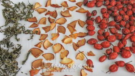Рецепт сушеного чая с мятой, яблоком и шиповником