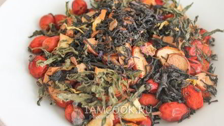 Рецепт сушеного чая с мятой, яблоком и шиповником