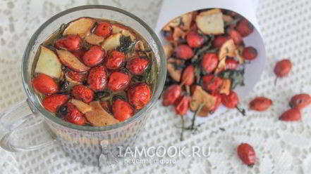 Рецепт сушеного чая с мятой, яблоком и шиповником