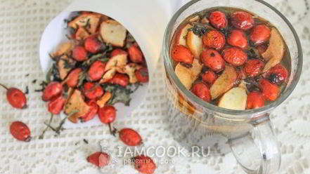 Рецепт сушеного чая с мятой, яблоком и шиповником