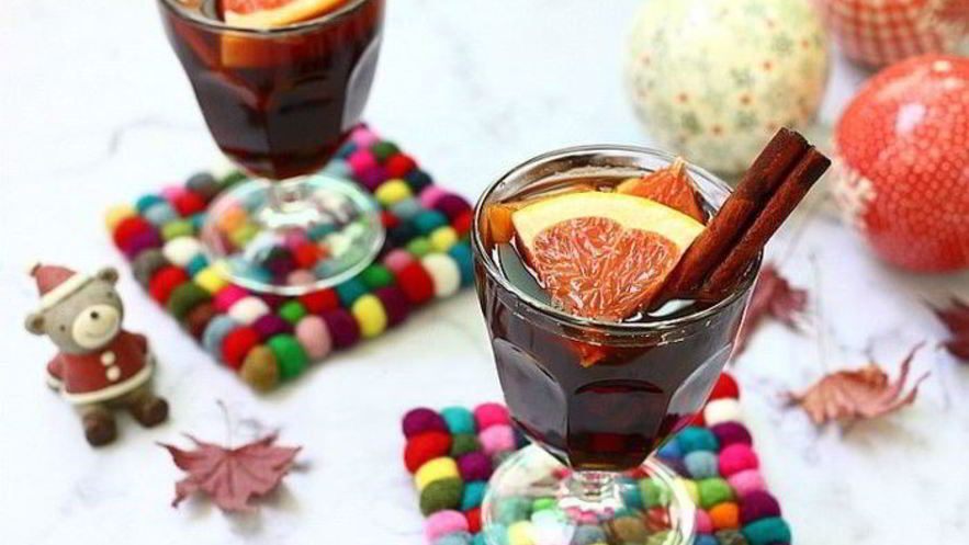 Рецепт глинтвейна с грейпфрутом и яблоком