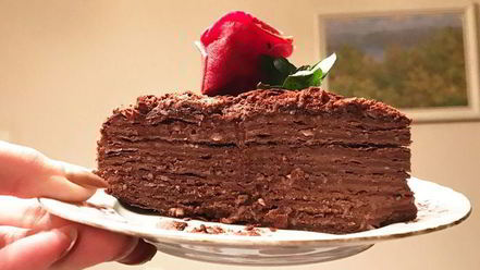 Рецепт наполеона с горьким шоколадом, кофе и миндальной пастой