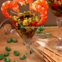 Рецепт Креветочного коктейля с гуакамоле Киви дайкири