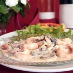 Рецепт Креветок с текилой в сливках