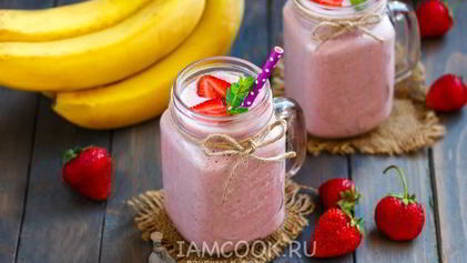 Рецепт Клубнично-бананового смузи