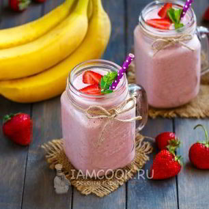 Рецепт Клубнично-бананового смузи