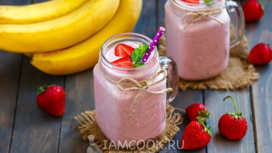 Рецепт клубнично-бананового смузи