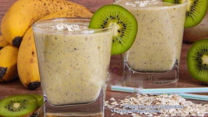 Рецепт овсяного смузи с бананом и киви