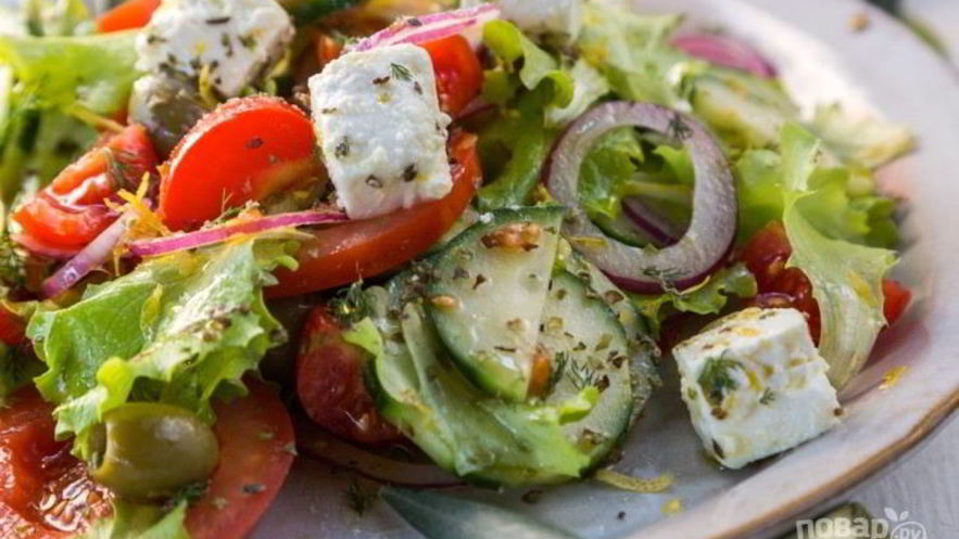 Рецепт греческого салата классического с брынзой