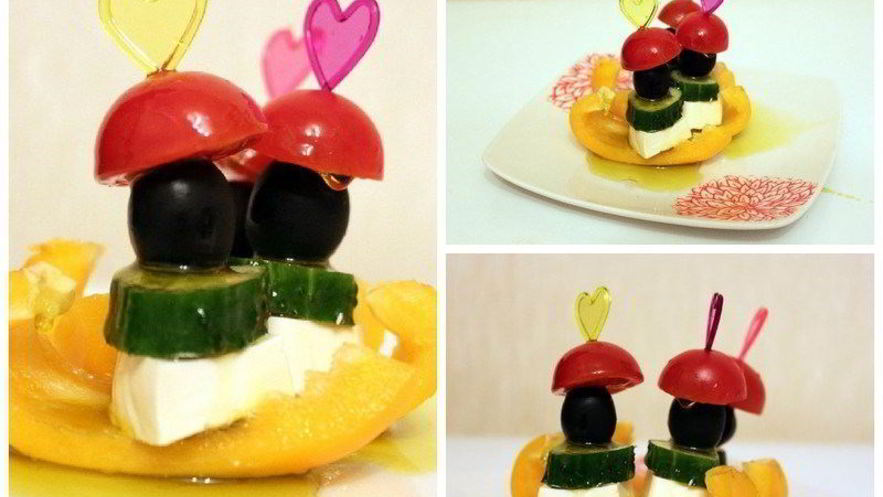 Рецепт греческого салата на шпажке