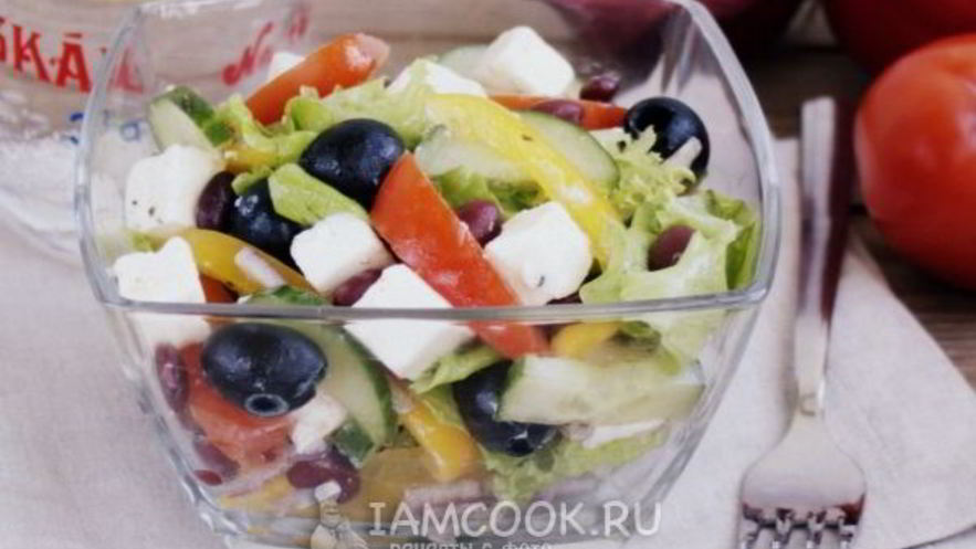 Рецепт греческого салата с фасолью