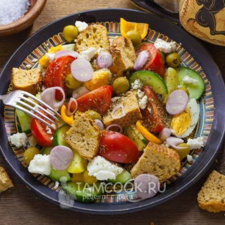 Рецепт Греческого салата с сухариками