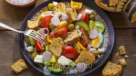 Рецепт греческого салата с сухариками