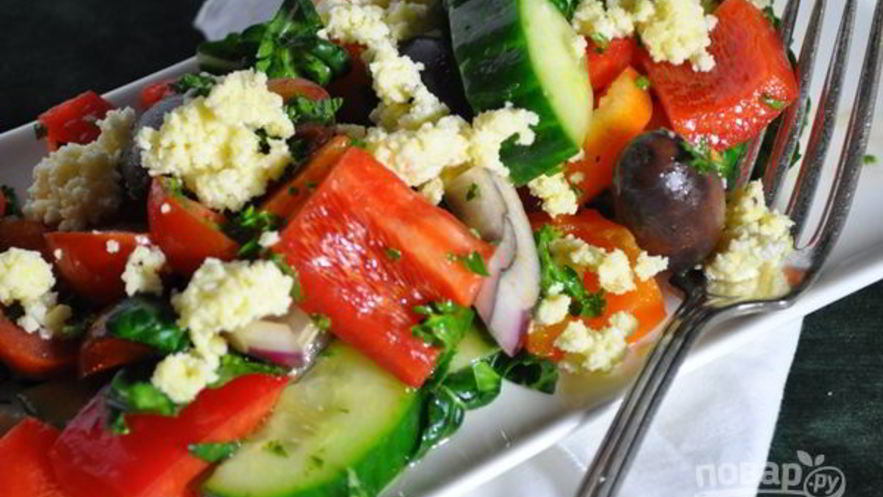 Рецепт салата греческого классического с брынзой