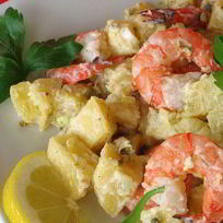 Картофельный салат с креветками