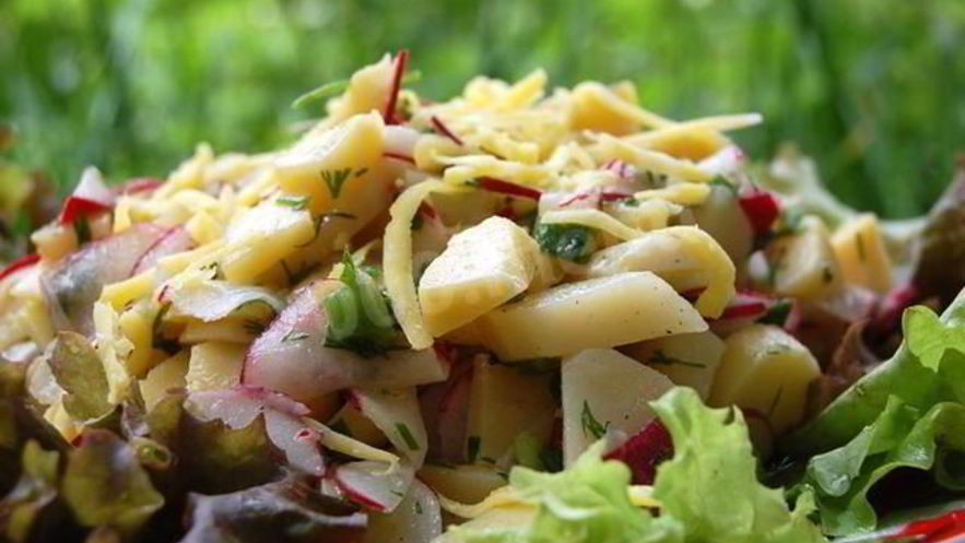 Рецепт картофельного салата с редиской и зеленью
