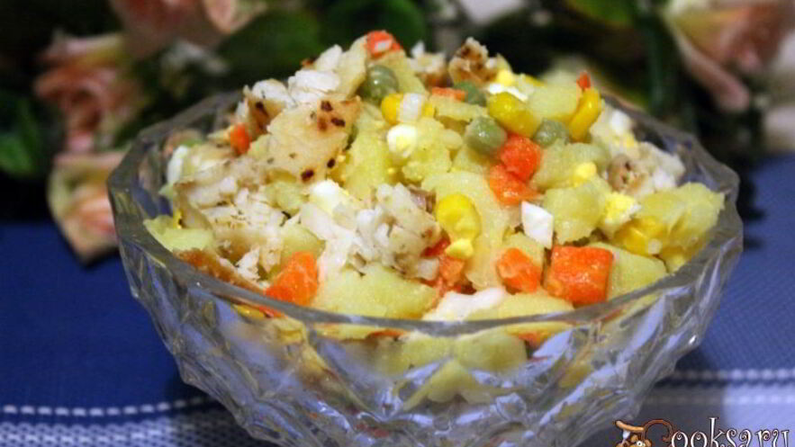 Рецепт картофельного салата с жареной тилапией