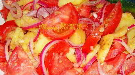 Рецепт салата картофельного с помидорами