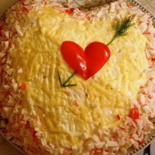 Рецепт Салата с картофелем, крабовыми палочками и яблоками