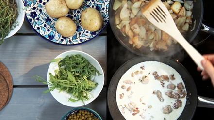 Рецепт теплого картофельного салата со сливочной курицей