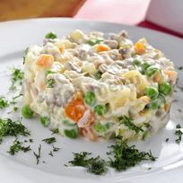 Классический оливье с мясом говядины